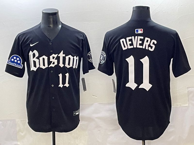 Men 2025 Boston Red Sox #11 Devers Black Five generations Joint Name Nike MLB Jersey style 21